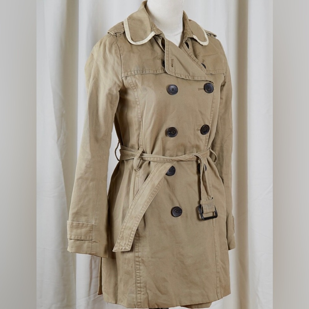 LOST THE BELT Cotton Khaki Trench Coat - Gap